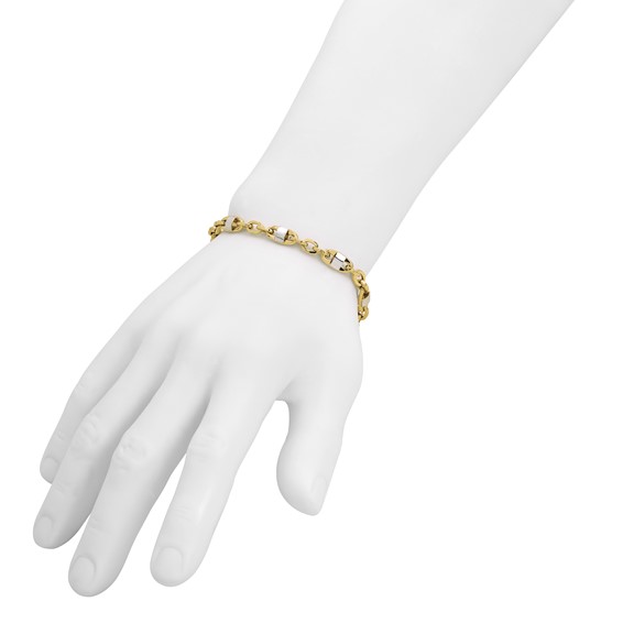 Leslie's 14K w/Wht Rhodium Polished Fancy Oval Men's Link Bracelet