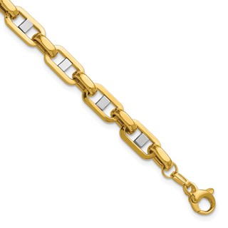 Leslie's 14K w/Wht RH Polished Fancy Flat Anchor Men's Link Bracelet