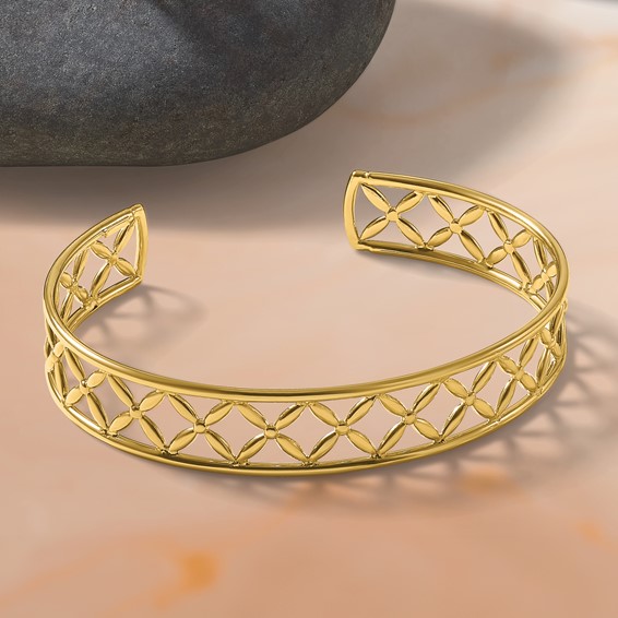Leslie's 14K Polished Fancy Flexible Cuff Bangle