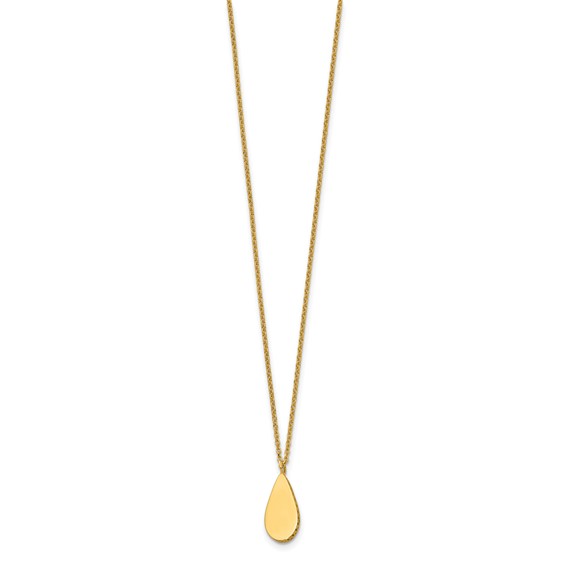 Leslie's 14K Polished and Satin Teardrop w/ 1.25in Ext. Necklace