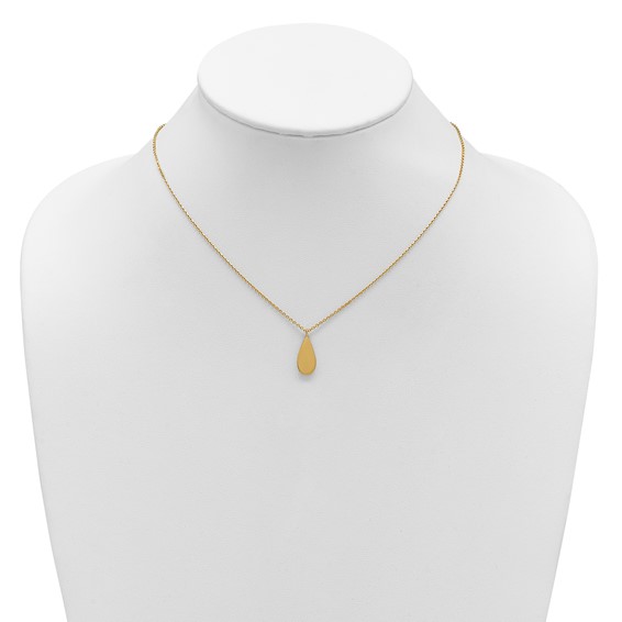 Leslie's 14K Polished and Satin Teardrop w/ 1.25in Ext. Necklace