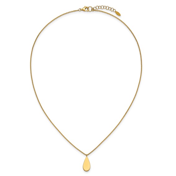 Leslie's 14K Polished and Satin Teardrop w/ 1.25in Ext. Necklace