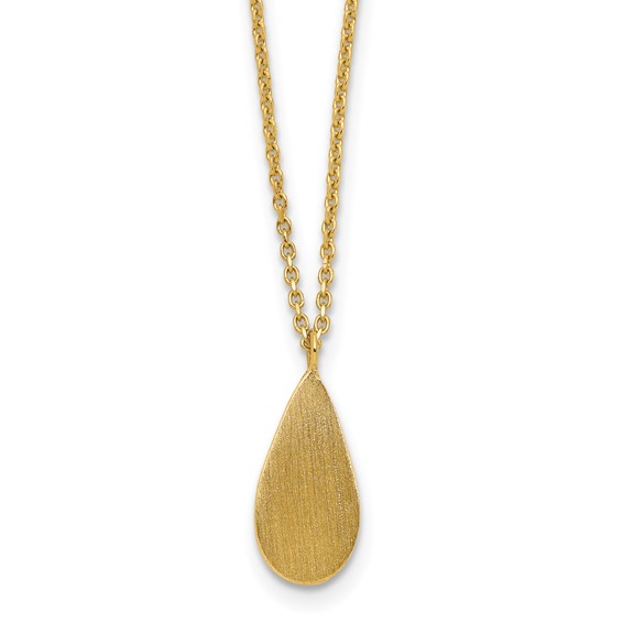 Leslie's 14K Polished and Satin Teardrop w/ 1.25in Ext. Necklace