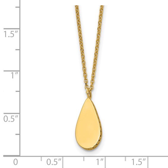 Leslie's 14K Polished and Satin Teardrop w/ 1.25in Ext. Necklace