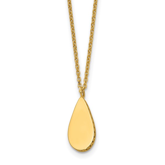 Leslie's 14K Polished and Satin Teardrop w/ 1.25in Ext. Necklace