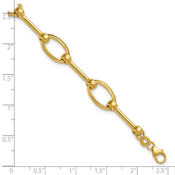 Leslie's 14K Polished Bar and Oval Link w/ .5in Ext. Bracelet
