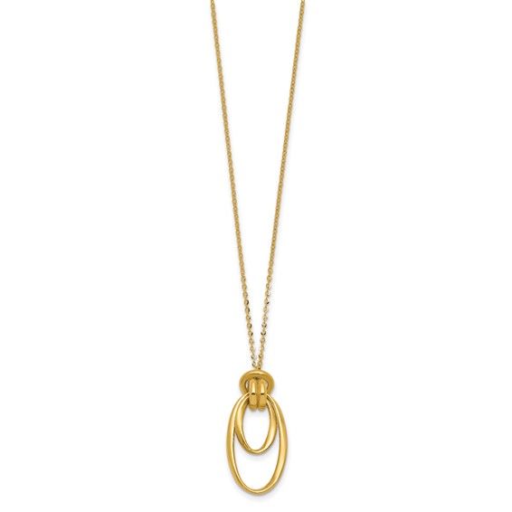 Leslie's 14K Polished Fancy Ovals with 2in  Ext. Necklace
