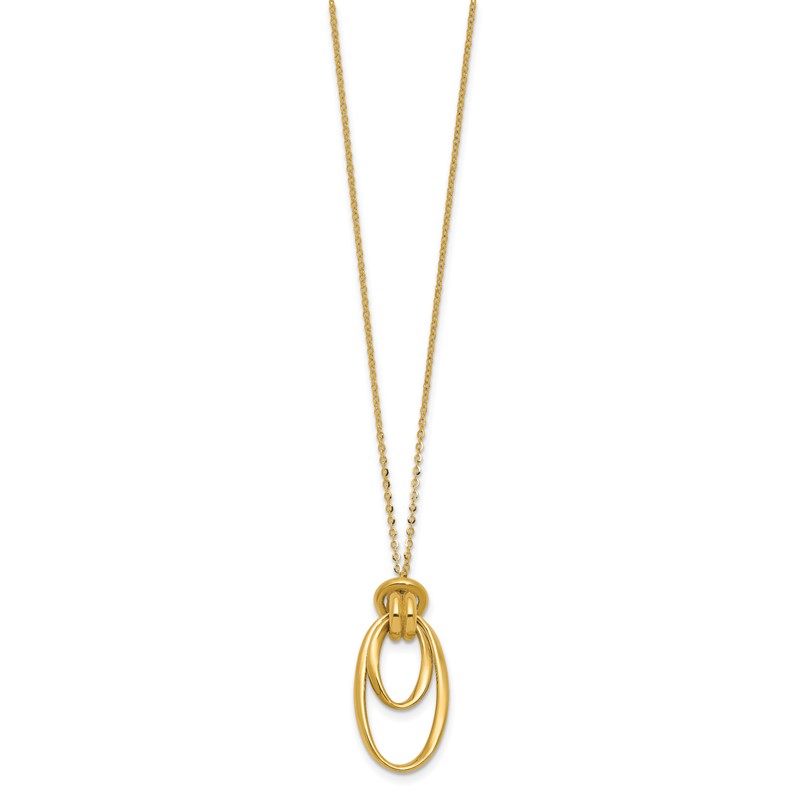 14K Polished Fancy Ovals with 2in  Ext. Necklace
