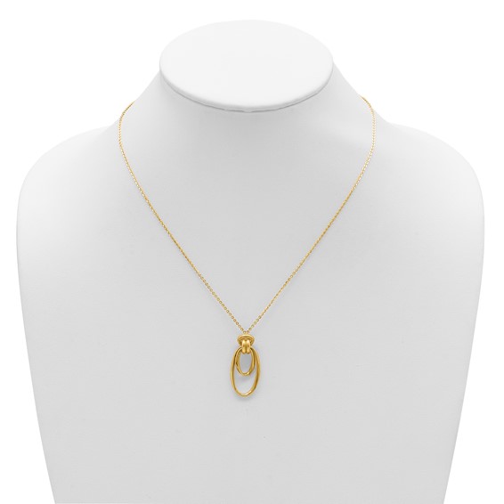 Leslie's 14K Polished Fancy Ovals with 2in  Ext. Necklace