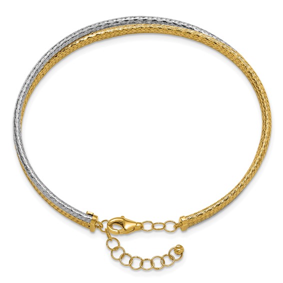 Leslie's 14KTT Polished & Textured Fancy 3-Wire w/ 1in Ext. Bangle
