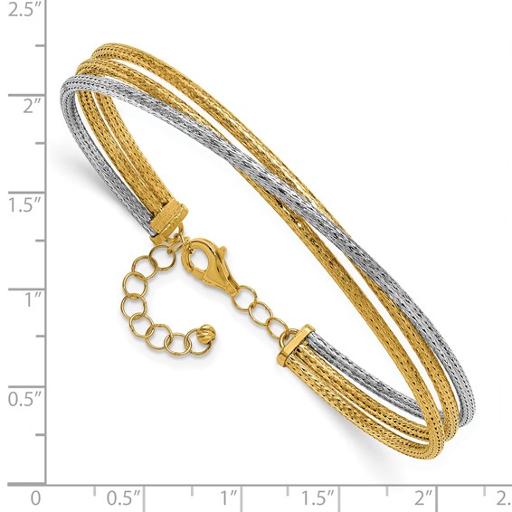 Leslie's 14KTT Polished & Textured Fancy 3-Wire w/ 1in Ext. Bangle