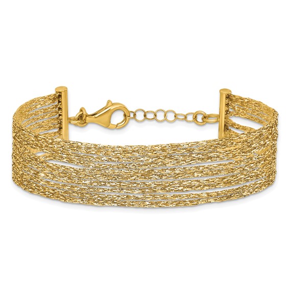 Leslie's 14K Textured Fancy Mesh Multi-strand w/.75in Ext. Bracelet