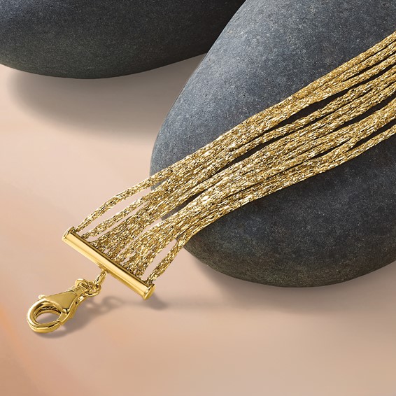 Leslie's 14K Textured Fancy Mesh Multi-strand w/.75in Ext. Bracelet