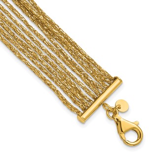 Leslie's 14K Textured Fancy Mesh Multi-strand w/.75in Ext. Bracelet