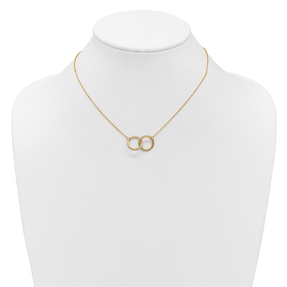 Leslie's 14KTT Pol/Texture/Dia-cut Circles w/ 2in Ext. Necklace