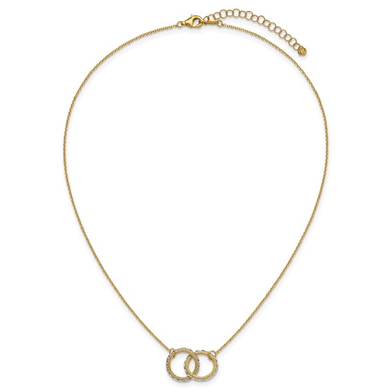 Leslie's 14KTT Pol/Texture/Dia-cut Circles w/ 2in Ext. Necklace