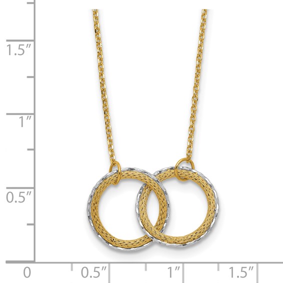 Leslie's 14KTT Pol/Texture/Dia-cut Circles w/ 2in Ext. Necklace