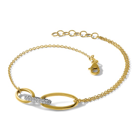 Leslie's 14K Two-tone Polished Fancy CZ Ovals w/.75in Ext. Bracelet