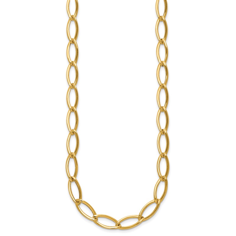14K Polished Fancy Oval Link Necklace