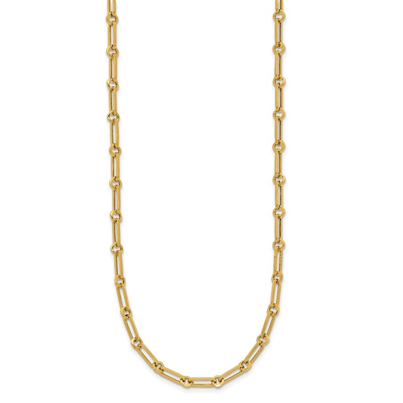 14K Polished Fancy Paperclip Link Necklace