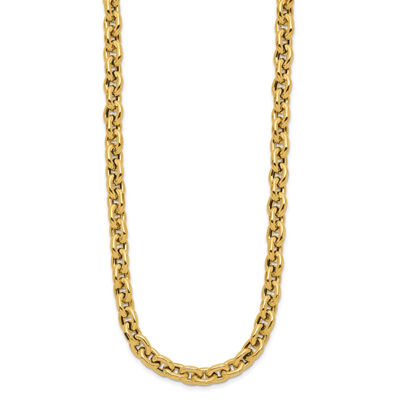 14K Polished 6.5mm Flat Edge Cable Link Necklace