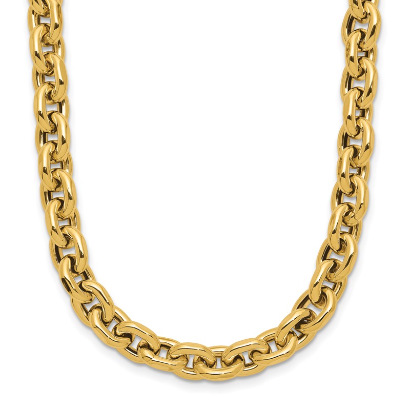 14K Polished 6.5mm Flat Edge Cable Link Necklace