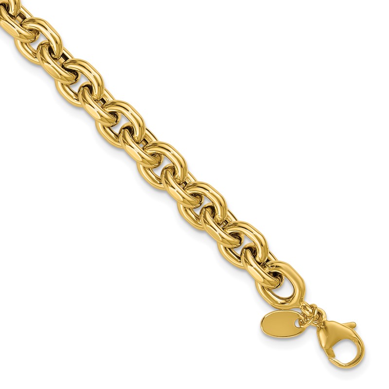 14K Polished 6.5mm Flat Edge Cable Link Bracelet