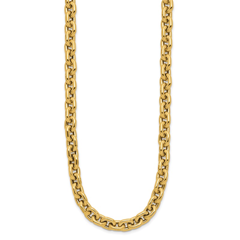 14K Polished 7.0mm Flat Edge Cable Link Necklace