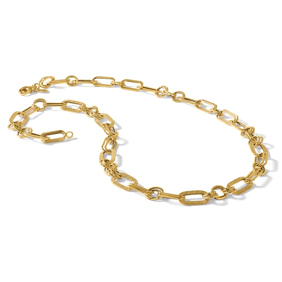 Leslie's 14K Polished and Textured Fancy Greek Key Link Necklace