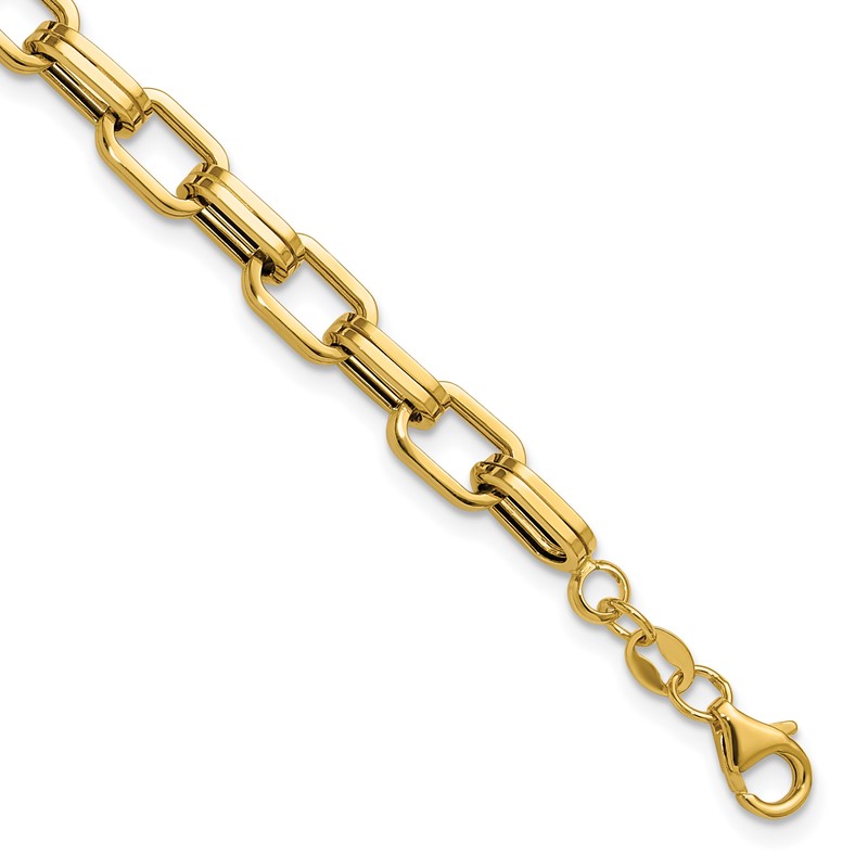 14K Polished 5.5mm Fancy Oval Link Bracelet