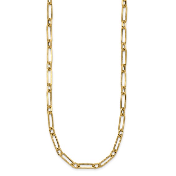 Leslie's 14K Polished and Textured 4.2mm Fancy Link Necklace