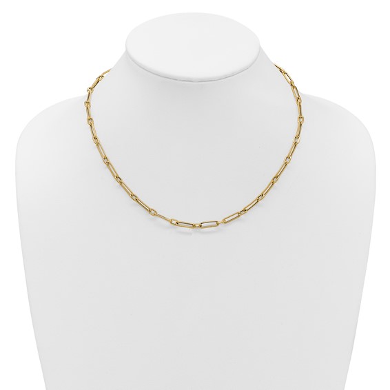 Leslie's 14K Polished and Textured 4.2mm Fancy Link Necklace