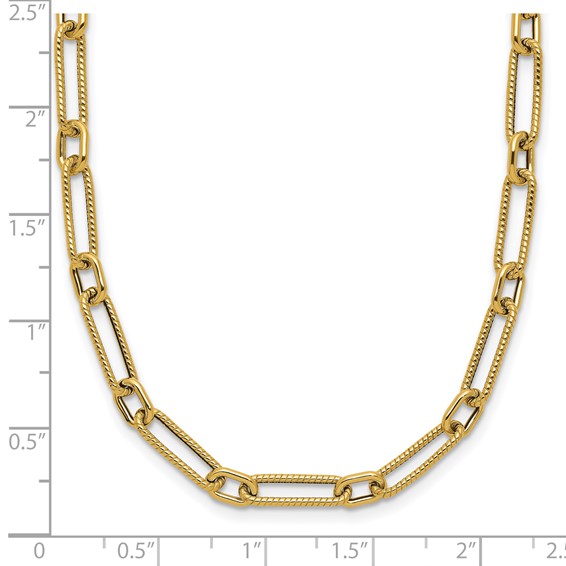 Leslie's 14K Polished and Textured 4.2mm Fancy Link Necklace