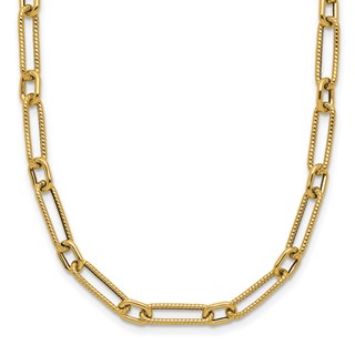 Leslie's 14K Polished and Textured 4.2mm Fancy Link Necklace