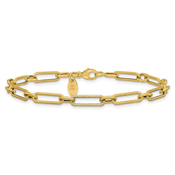 Leslie's 14K Polished and Textured 4.2mm Fancy Link Bracelet