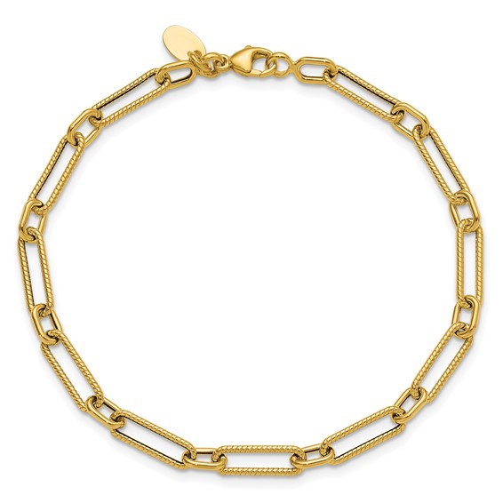 Leslie's 14K Polished and Textured 4.2mm Fancy Link Bracelet