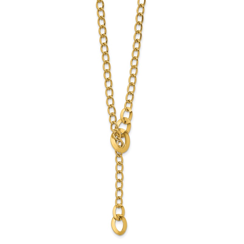 14K Polished Fancy Curb Link Lariat Necklace