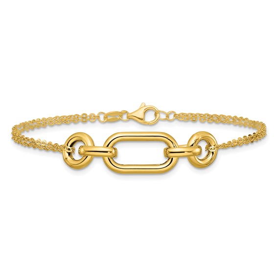Leslie's 14K Polished Fancy Two-Strand Mixed Links Bracelet