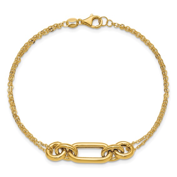 Leslie's 14K Polished Fancy Two-Strand Mixed Links Bracelet