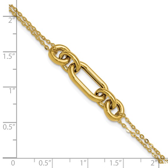 Leslie's 14K Polished Fancy Two-Strand Mixed Links Bracelet