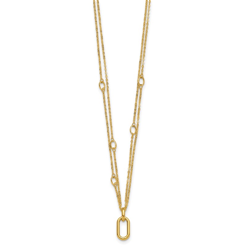 14K Polished Fancy Two-Strand Link Necklace
