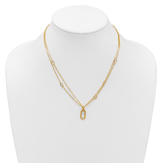 Leslie's 14K Polished Fancy Two-Strand Link Necklace