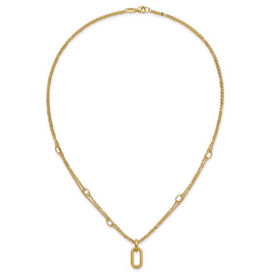 Leslie's 14K Polished Fancy Two-Strand Link Necklace