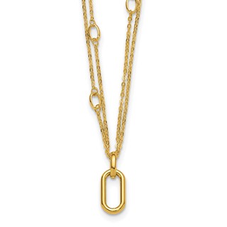 Leslie's 14K Polished Fancy Two-Strand Link Necklace