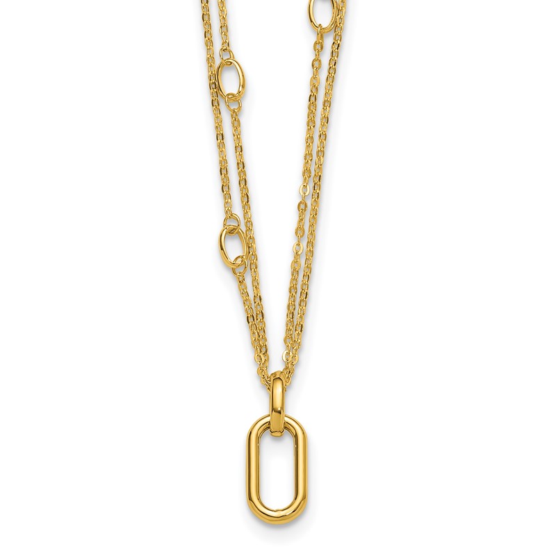 14K Polished Fancy Two-Strand Link Necklace
