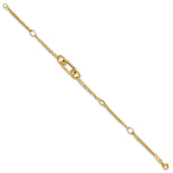 Leslie's 14K Polished Fancy Two-Strand Link Bracelet