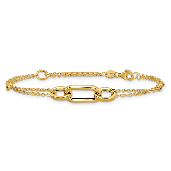 Leslie's 14K Polished Fancy Two-Strand Link Bracelet