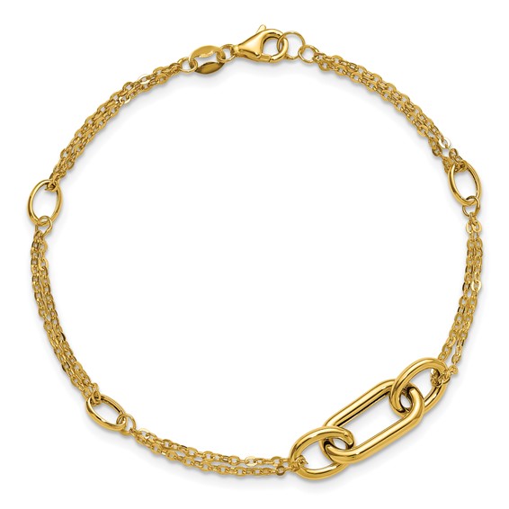 Leslie's 14K Polished Fancy Two-Strand Link Bracelet