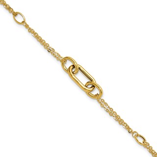 Leslie's 14K Polished Fancy Two-Strand Link Bracelet