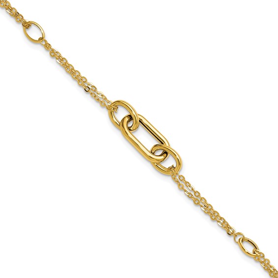 Leslie's 14K Polished Fancy Two-Strand Link Bracelet